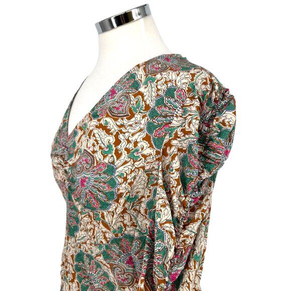 Veronica Beard Henrieta Silk Floral Ruched Blouse Top Multicolor Size 8 - Picture 5 of 15